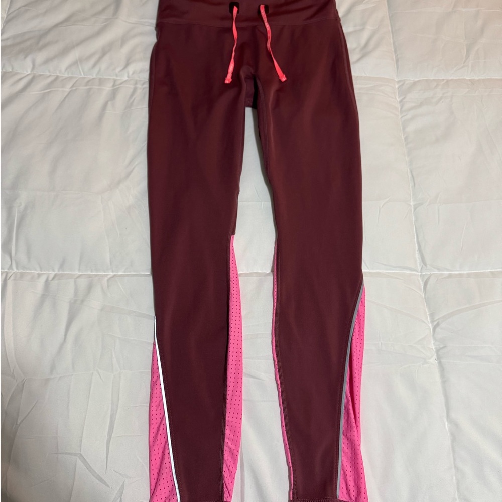 Fabletics Burgundy and Pink Leggings